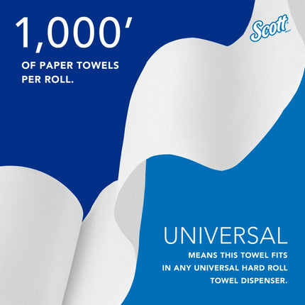 Scott® Essential Universal High Capacity Hard Roll Towel, 1 Ply, 8" x 1000', 6 Rolls/Case, 01005