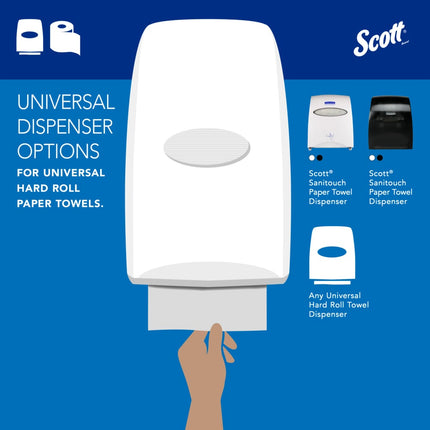 Scott® Essential Universal High Capacity Hard Roll Towel, 1 Ply, 8" x 1000', 6 Rolls/Case, 01005
