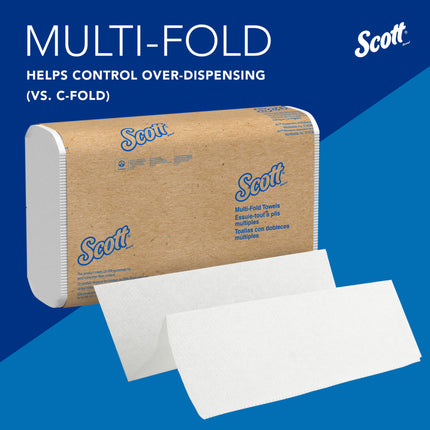 Scott® Essential Folded Towel, White, 9.2" x 9.4", 16 Packs/Case, 01804