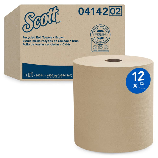 Scott® Essential Universal Hard Roll Towel, Brown, 800', 12 Rolls, 04142