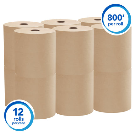 Scott® Essential Universal Hard Roll Towel, Brown, 800', 12 Rolls, 04142