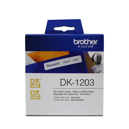 Brother DK-1203 File Folder Paper Label (300 Labels) - 0.66" x 3.4" (17 mm x 87.1 mm)