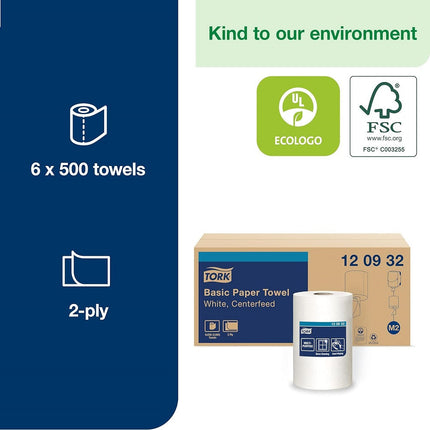 Tork® Advanced Soft Centrefeed Hand Towel, 2-Ply, White, 492.5 ft x 7.6 in, 120932