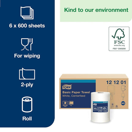 Tork® Advanced Soft Centerfeed Hand Towel, 2 Ply, White, 121201