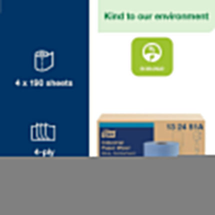 Tork® Industrial Centrefeed Advanced Paper Wiper, 4-Ply, Blue, 132451A