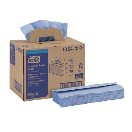 Tork® Industrial Paper Wiper Handy-Box, 4-Ply, Blue, 180 Wipers, 13247501
