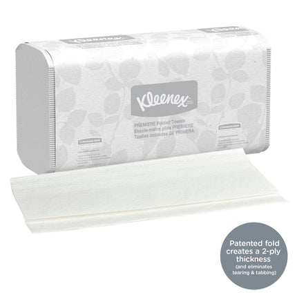 Kleenex Premium Folded Paper Towels with Fast-Drying Absorbency Pockets, White, 25 Packs, 120 Trifold Towels, 13253