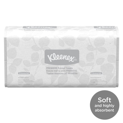 Kleenex Premium Folded Paper Towels with Fast-Drying Absorbency Pockets, White, 25 Packs, 120 Trifold Towels, 13253