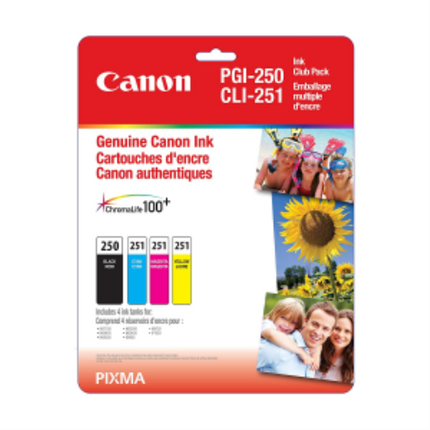 PGI-250 BK/CLI-251 C,M,Y Ink Club Pack