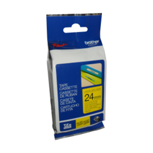 Brother Genuine TZe651 Black on Yellow Laminated Tape for P-touch Label Makers, 24 mm wide x 8 m long