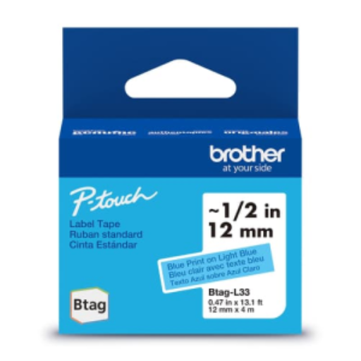 Brother Genuine BTAGL33 Non-Laminated Tape for P-touch Label Makers, Blue on Blue ? 12 mm wide x 4 m long