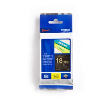 Brother Genuine TZe344 Gold on Black Laminated Tape for P-touch Label Makers, 18 mm wide x 8 m long