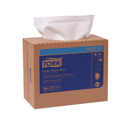 Tork® Paper Wiper Plus In Pop-Up Box, 1 Ply, White, W24, 192127