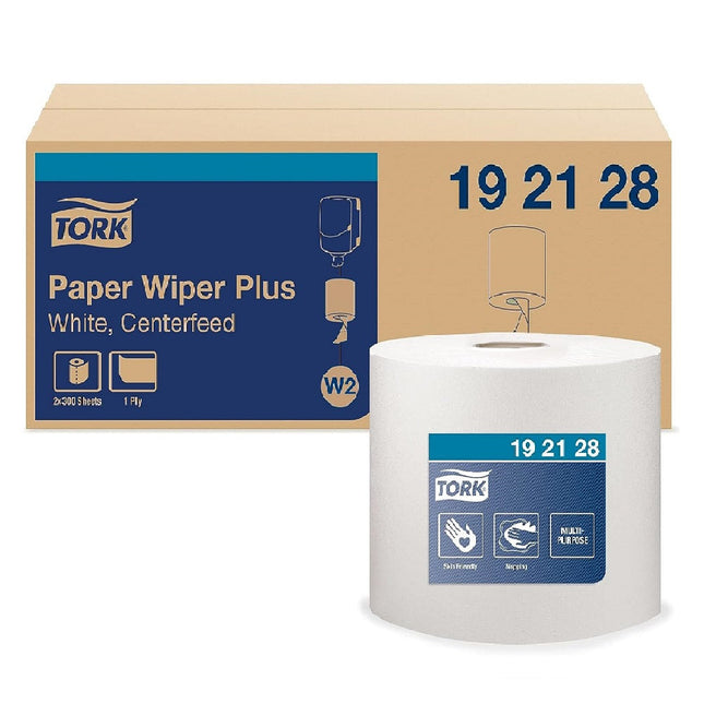 Tork® Advanced Paper Plus Centerfeed Wiper, White, 1 Ply, 380' Roll, 192128