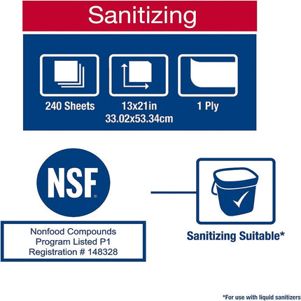 Tork® Foodservice Cleaning Towel, 1/4 Fold, 1 Ply, 240 Sheets, 192181A