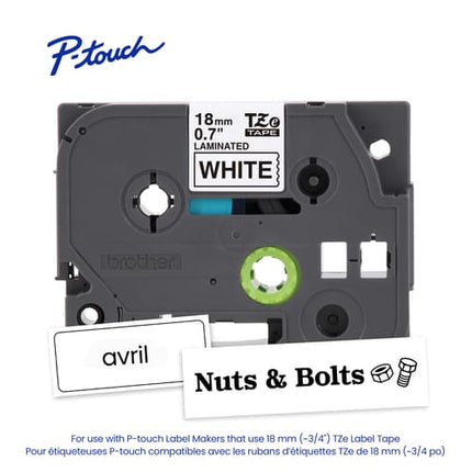 TZE241Brother Genuine TZe-241 Black on White Laminated Tape for TZe-compatible P-touch Label Makers, 18 mm wide x 8 m long