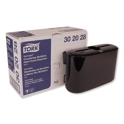 Tork Xpress Touchless Countertop Multi-Fold Paper Towel Dispenser, Manual, Plastic, Black, 7.9" x 12.7" x 4.6", 302028