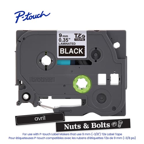 Brother Genuine TZe251 Black on White Laminated Tape for P-touch Label Makers, 24 mm wide x 8 m long