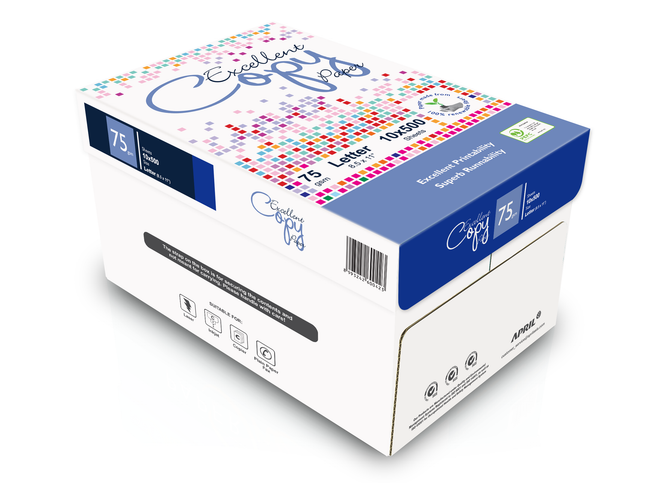 Excellent Copy Paper — (Letter / Legal / Tabloid) 20 lb / 75 gsm, 95 Bright, 5000 sheets / carton