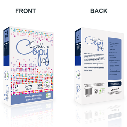 Excellent Copy Paper — (Letter / Legal / Tabloid) 20 lb / 75 gsm, 95 Bright, 5000 sheets / carton