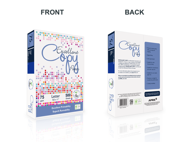 Excellent Copy Paper — (Letter / Legal / Tabloid) 20 lb / 75 gsm, 95 Bright, 5000 sheets / carton