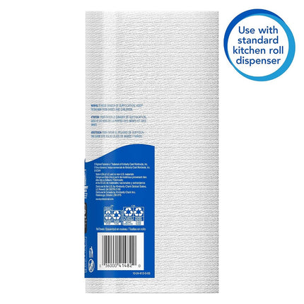 Scott® Perforated Kitchen Roll Towels, White, 1 Ply, 128 Sheets, 20 Rolls, 41482