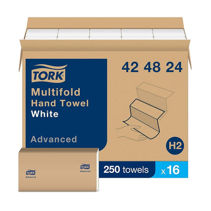 Tork® Advanced Multifold Hand Towel, 3-Panel, 1-Ply, 250 Towels/Pack, 424824