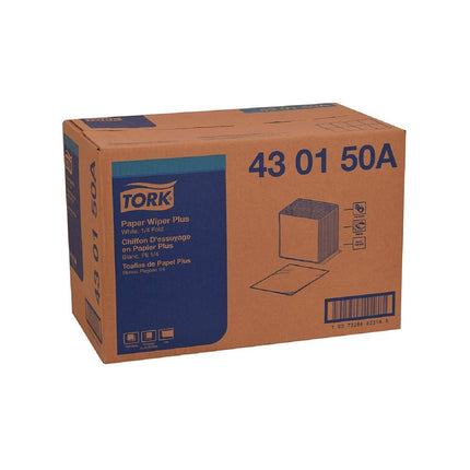 Tork® Paper Wiper Plus, 1 Ply, White, 90 Wipers, 12 Packs, 430150A