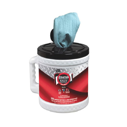 Tork® Advanced ShopMax™ Wiper 450, Centerfeed, Dry Wipe Bucket, 1-Ply,  Blue, 200 Wipers, 2 Buckets, 450340