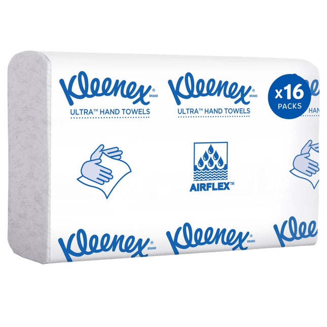 Kleenex® Reveal Multi-Fold Hand Towel, White, 8" x 9.4", 16 Packs/Case, 46321