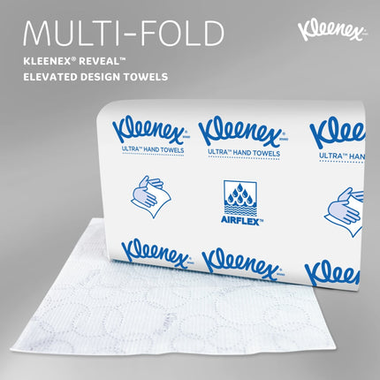 Kleenex® Reveal Multi-Fold Hand Towel, White, 8" x 9.4", 16 Packs/Case, 46321