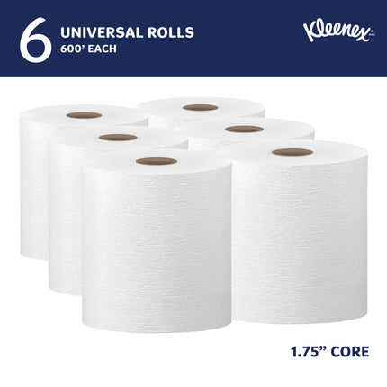 Kleenex® Hard Roll Paper Towels, 8" X 600 Ft, White, 6 Rolls, 50606