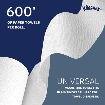 Kleenex® Hard Roll Paper Towels, 8" X 600 Ft, White, 6 Rolls, 50606
