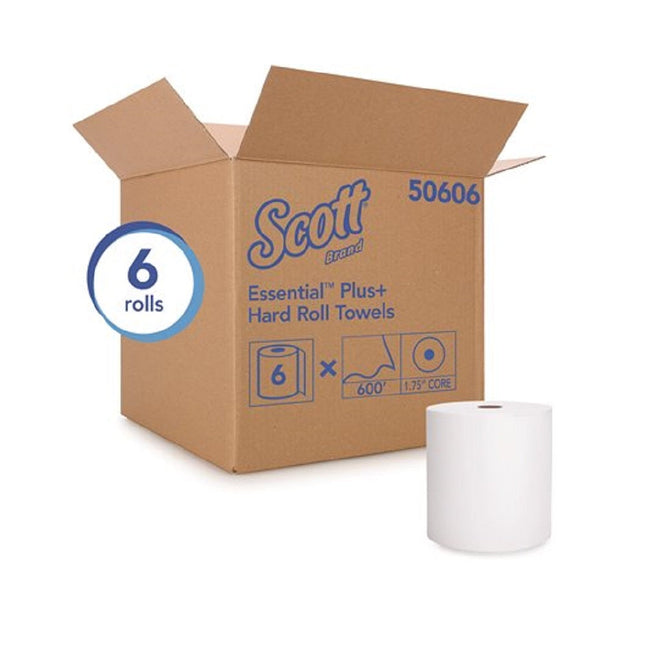 Kleenex® Hard Roll Paper Towels, 8" X 600 Ft, White, 6 Rolls, 50606