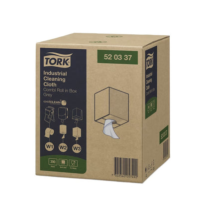 Tork® Industrial Cleaning Cloth, Centrefeed Maxi Roll Wiper, Grey, 500 Sheets/Roll, 520337