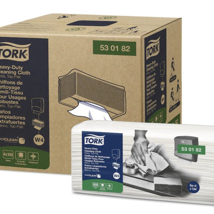 Tork® Heavy-Duty Cleaning Cloth, White, W4, 530182