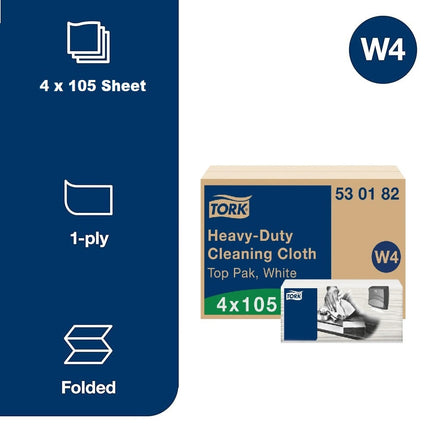 Tork® Heavy-Duty Cleaning Cloth, White, W4, 530182