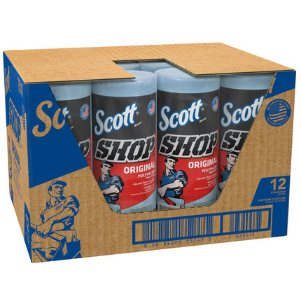 Scott Shop Towels Original, Blue, 55 Sheets, 12 Rolls, 75147