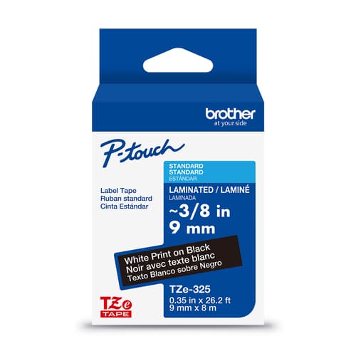 Brother Genuine TZe251 Black on White Laminated Tape for P-touch Label Makers, 24 mm wide x 8 m long