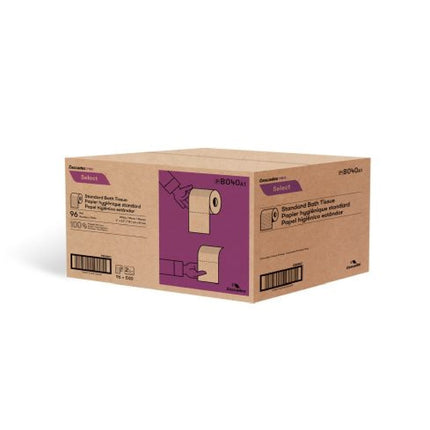 Cascades PRO Select Standard Bath Tissue, 2-Ply, White, 500 sheets, Pack of 96 rolls, B040