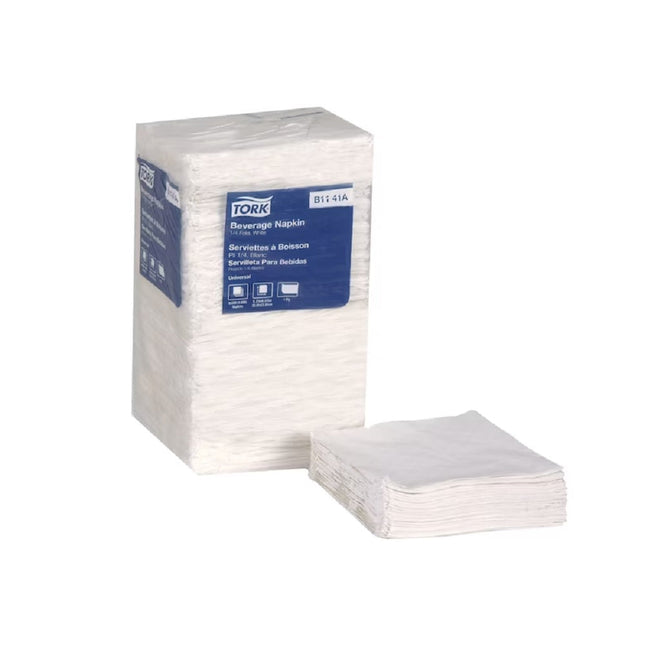 Tork® Universal Beverage Napkin, 1/4 Fold, White, B1141A