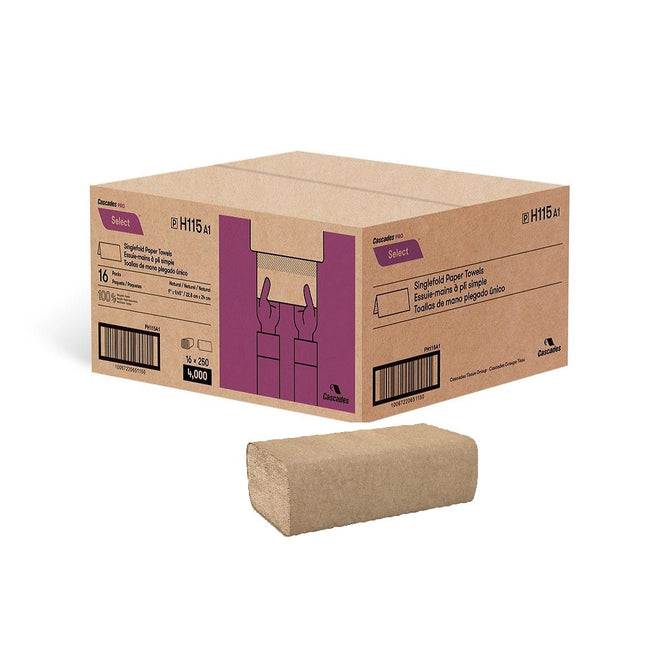 Cascades Pro Select™ Singlefold Paper Towel, 9 x 9.45 in, H115