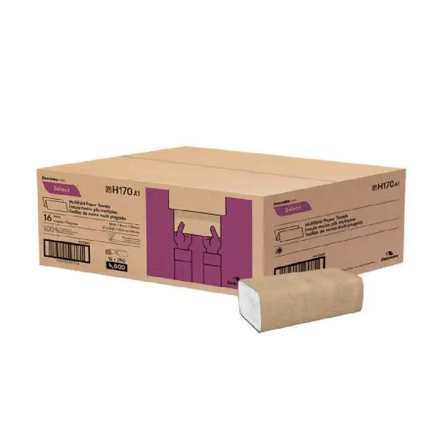 Cascades PRO Select Multifold Hand Towel, 1-Ply, White, Recycled, 250 Sheets/ Pack of 16, H170