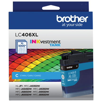 Brother Genuine LC406XLCS High-Yield Cyan Ink INKvestment Tank Cartridge