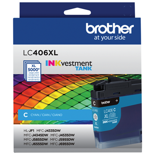Brother Genuine LC406XLCS High-Yield Cyan Ink INKvestment Tank Cartridge