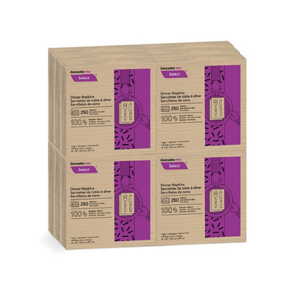 Cascades Pro Select™ 1/8 Fold Dinner Napkins, 1 Ply, 15.5" x 16", N055