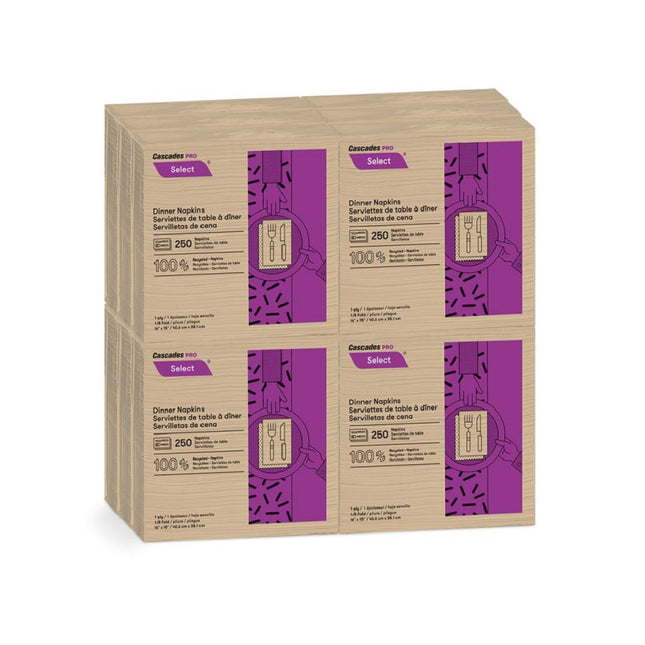 Cascades Pro Select™ 1/8 Fold Dinner Napkins, 1 Ply, 15.5" x 16", N055