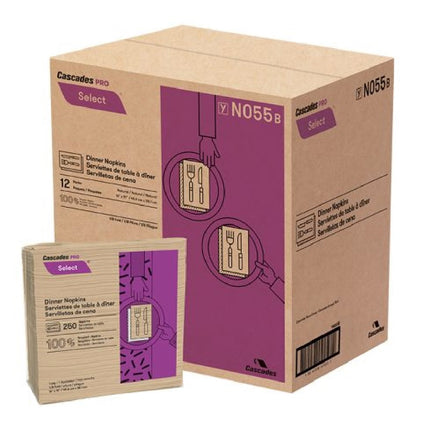 Cascades Pro Select™ 1/8 Fold Dinner Napkins, 1 Ply, 15.5" x 16", N055