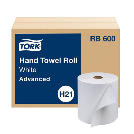 Tork® Advanced Hand Towel Roll, Hardwound, White, 1 Ply, RB600