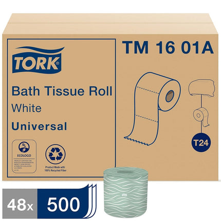 Tork® Universal Bath Tissue Roll, T24, 2-Ply, White, TM1601A
